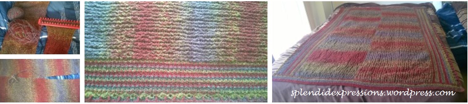 Loom knit Blanket with Crochet border